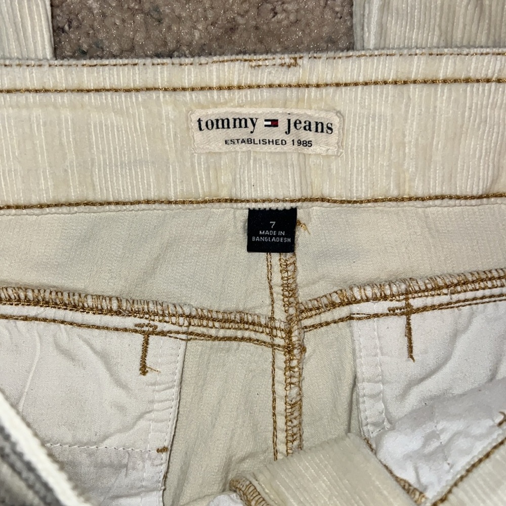 Vintage Y2K Tommy Hilfiger Tommy Jeans Cream Corduroy Flare Pants – Size 7 - Picture 4 of 8